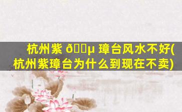 杭州紫 🐵 璋台风水不好(杭州紫璋台为什么到现在不卖)